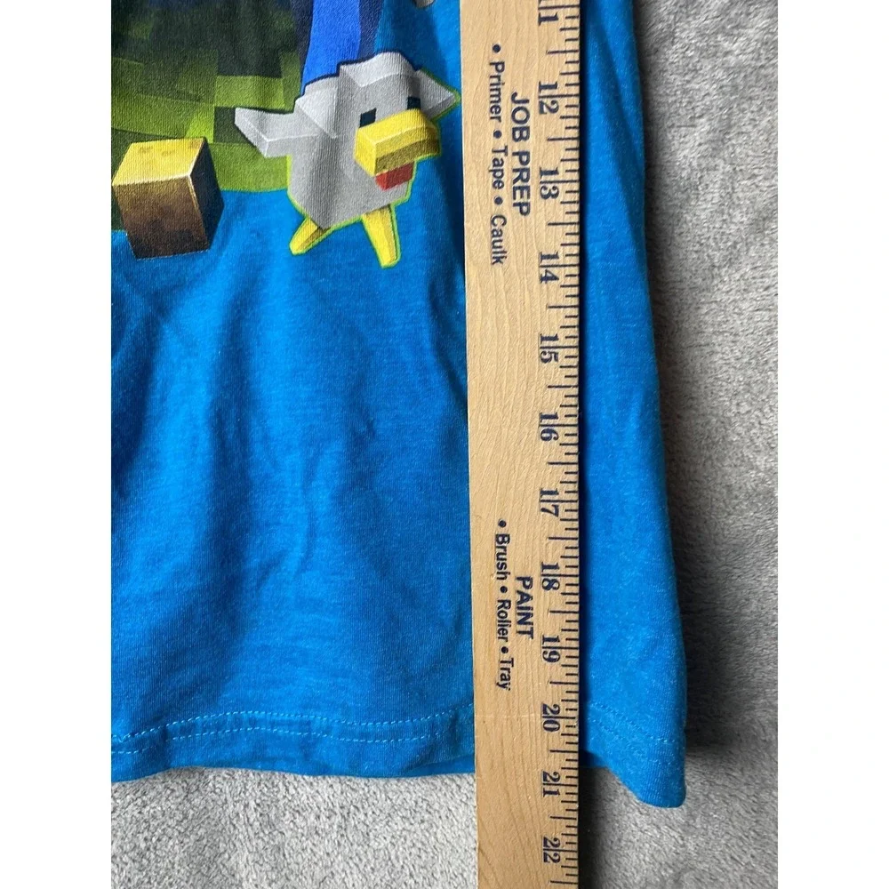 Mojang Kids Large Minecraft T-Shirt Blue Graphic Tee